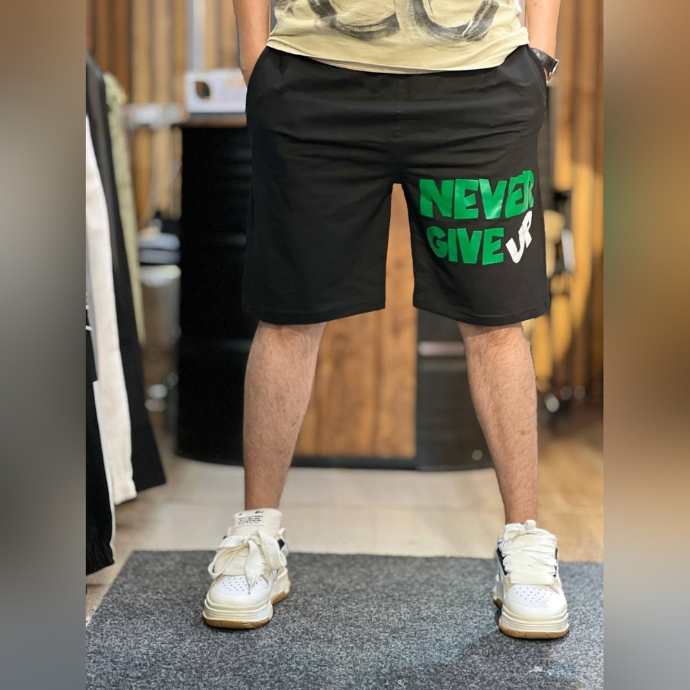 Black Shorts with Green Print